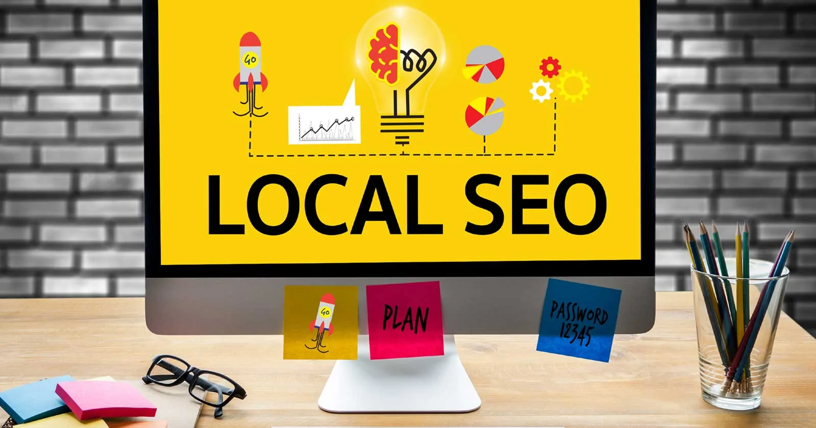Local SEO ranking concept on a desktop monitor